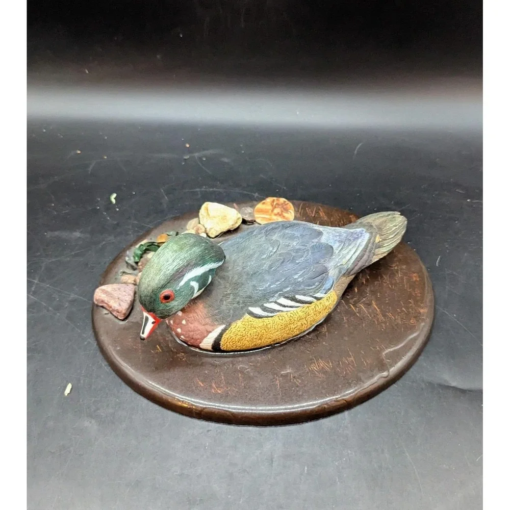 Vintage Hand Carved Folk Art Wood Wooden Duck Figurine Decoy Signed Norma 9.5